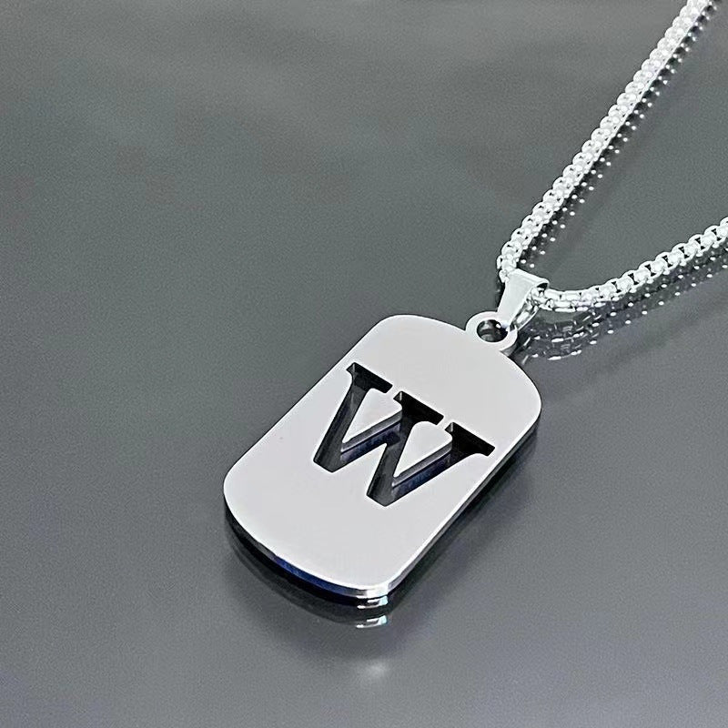 Stainless Steel Letter Pendant Necklaces for Men