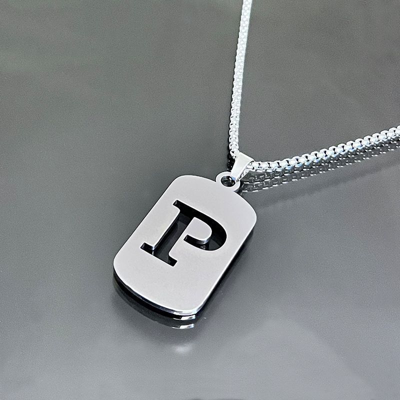 Stainless Steel Letter Pendant Necklaces for Men