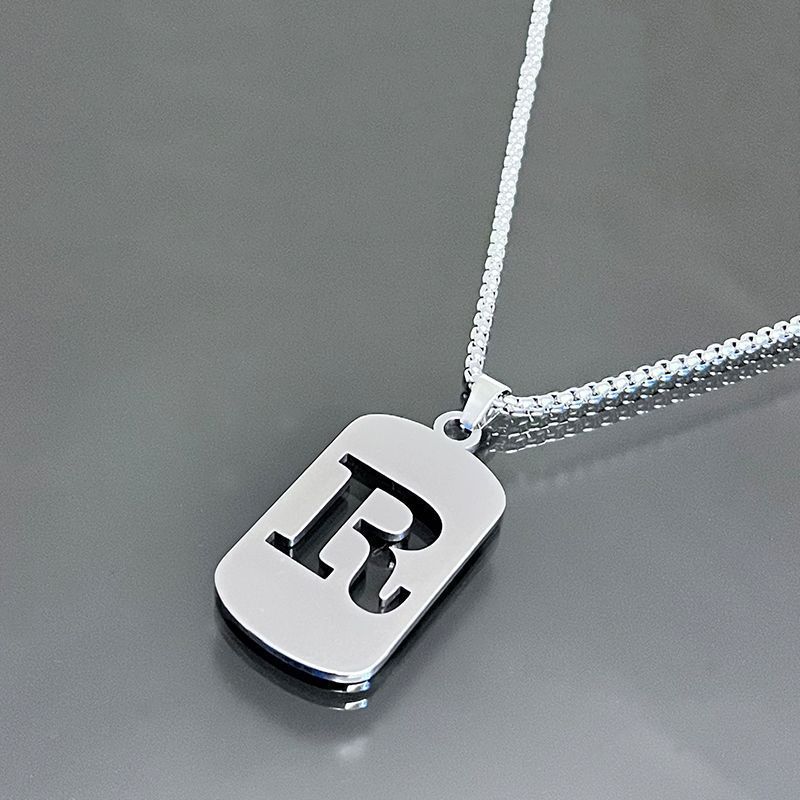 Stainless Steel Letter Pendant Necklaces for Men