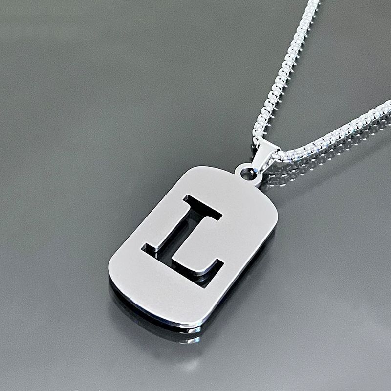 Stainless Steel Letter Pendant Necklaces for Men