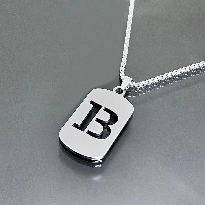 Stainless Steel Letter Pendant Necklaces for Men