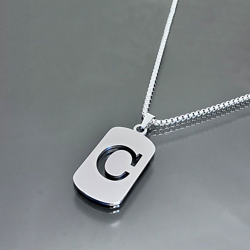 Stainless Steel Letter Pendant Necklaces for Men
