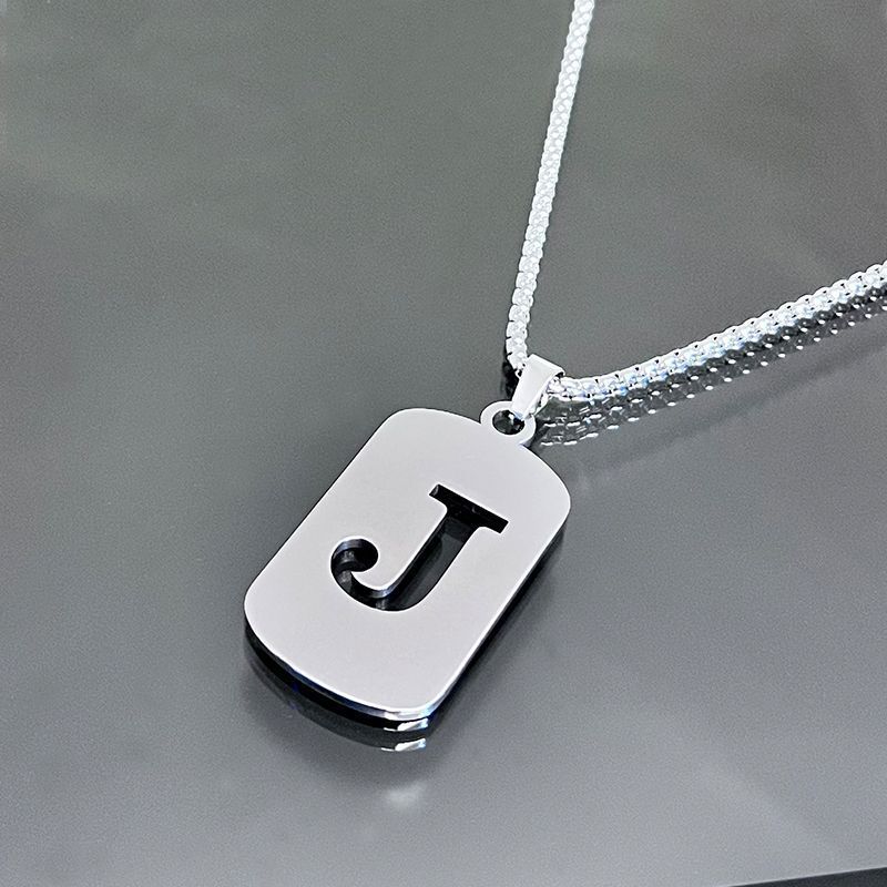 Stainless Steel Letter Pendant Necklaces for Men