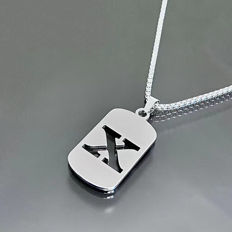 Stainless Steel Letter Pendant Necklaces for Men