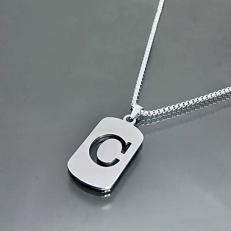 Stainless Steel Letter Pendant Necklaces for Men