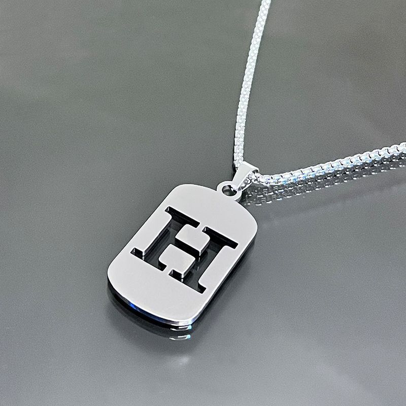 Stainless Steel Letter Pendant Necklaces for Men