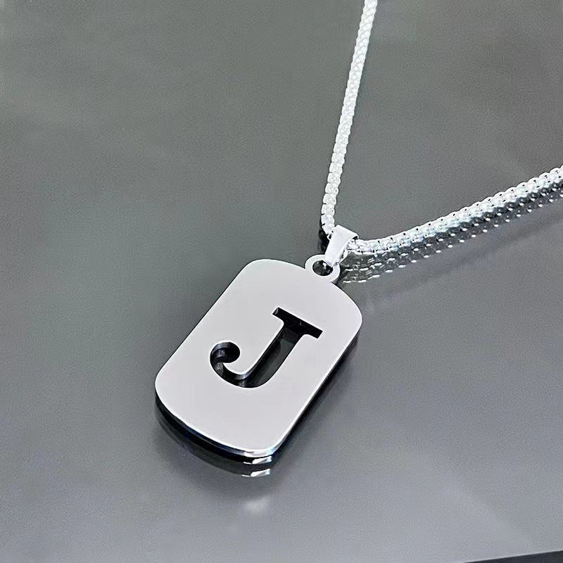 Stainless Steel Letter Pendant Necklaces for Men