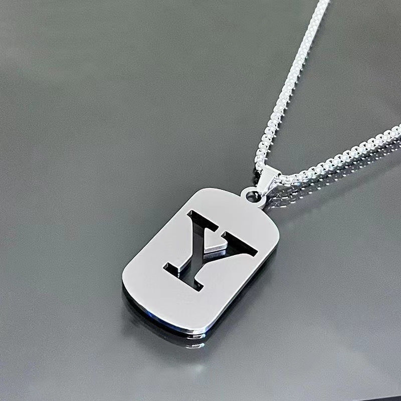 Stainless Steel Letter Pendant Necklaces for Men