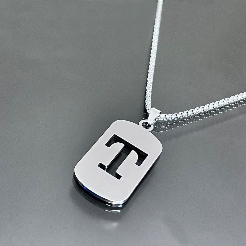 Stainless Steel Letter Pendant Necklaces for Men