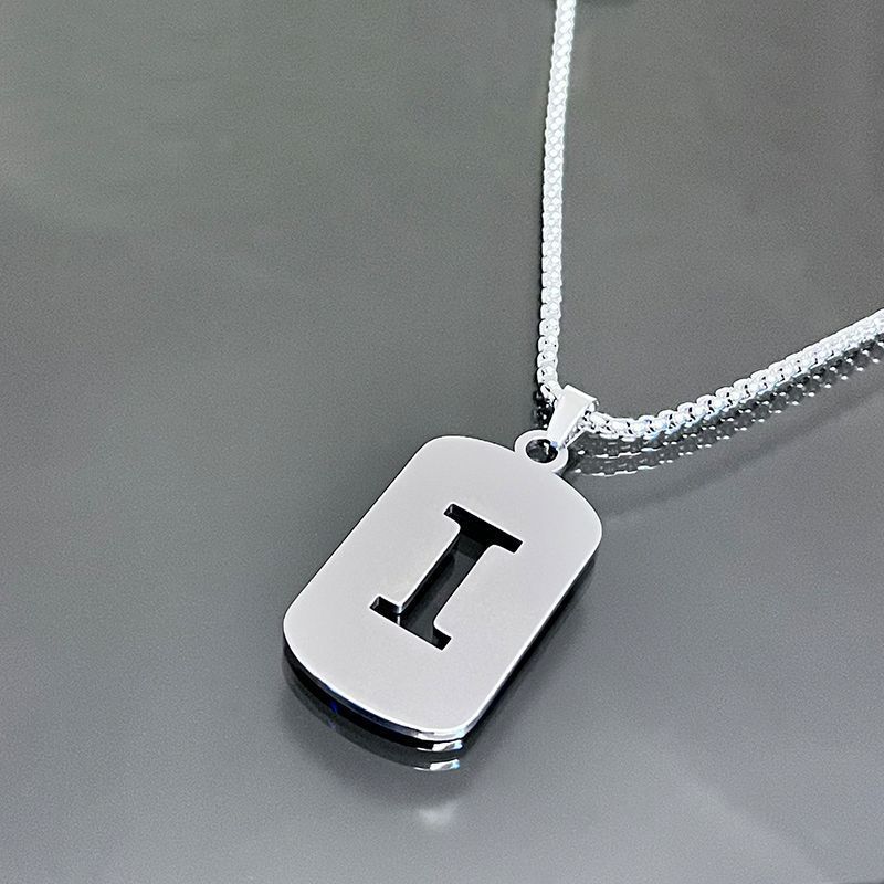 Stainless Steel Letter Pendant Necklaces for Men