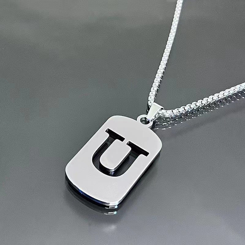 Stainless Steel Letter Pendant Necklaces for Men