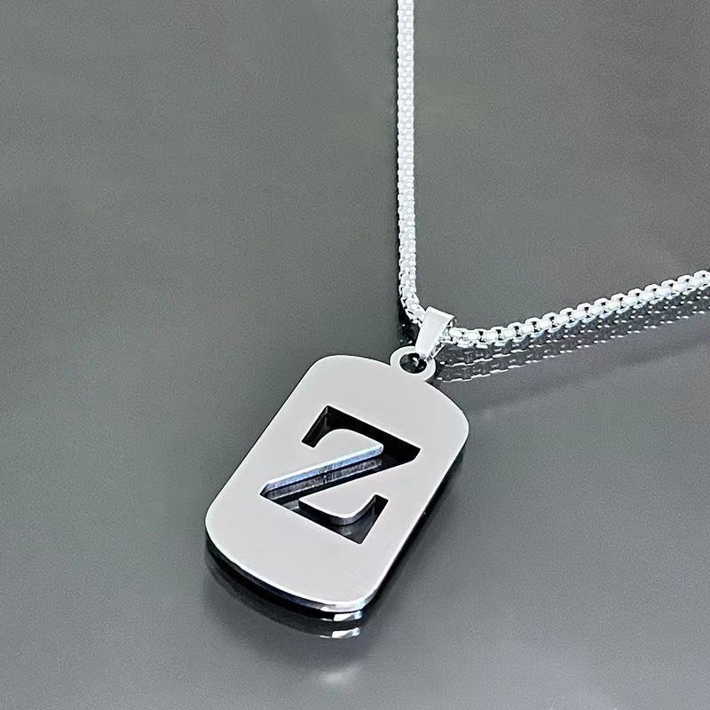 Stainless Steel Letter Pendant Necklaces for Men