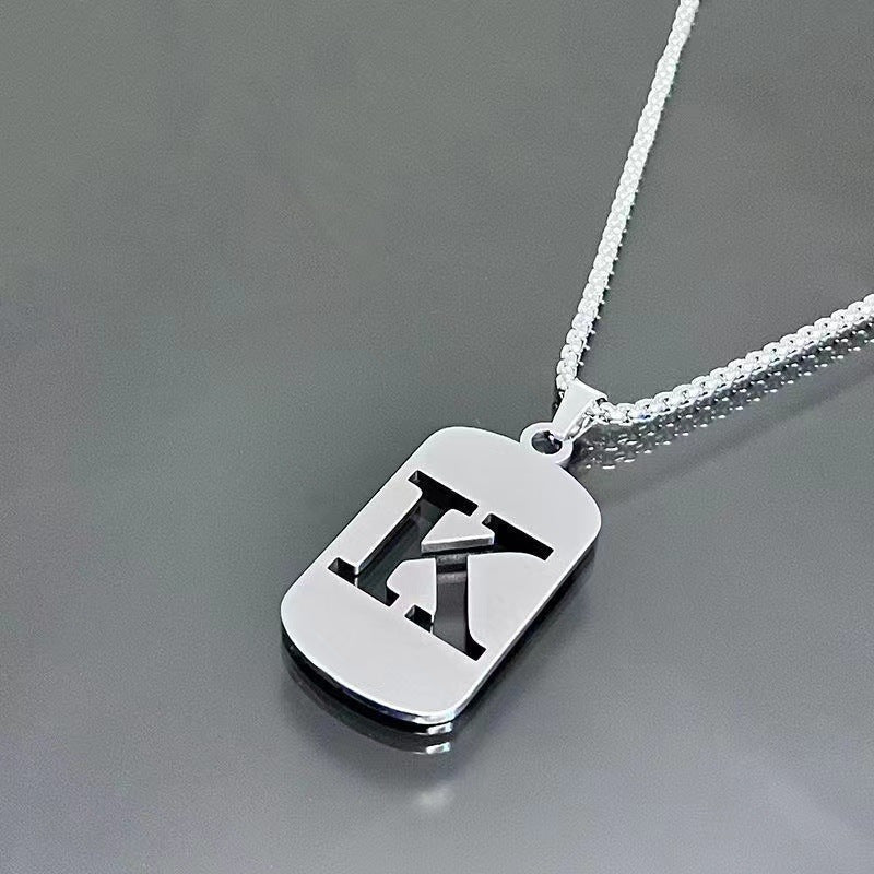 Stainless Steel Letter Pendant Necklaces for Men