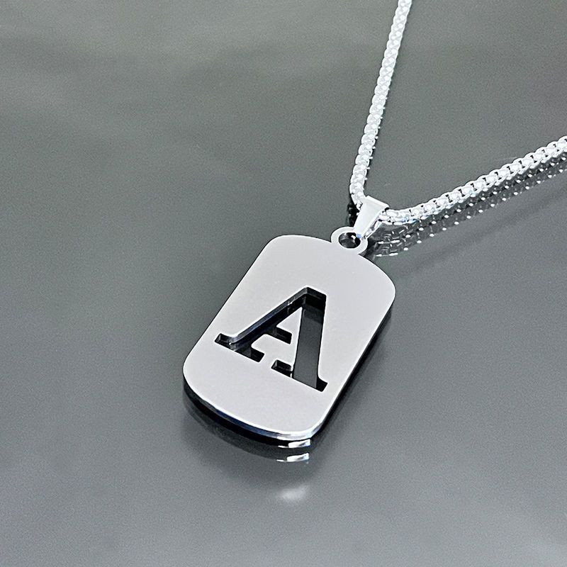 Stainless Steel Letter Pendant Necklaces for Men