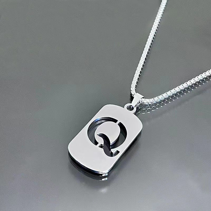 Stainless Steel Letter Pendant Necklaces for Men