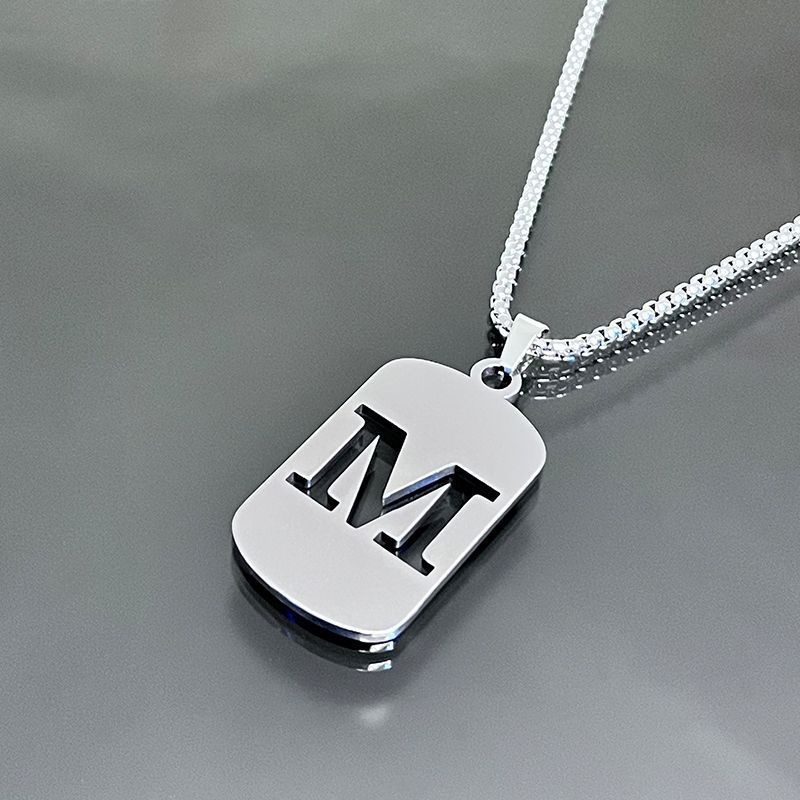 Stainless Steel Letter Pendant Necklaces for Men