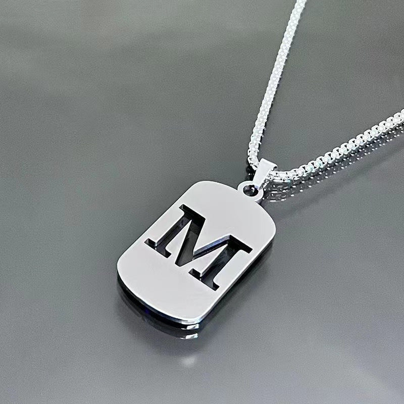 Stainless Steel Letter Pendant Necklaces for Men