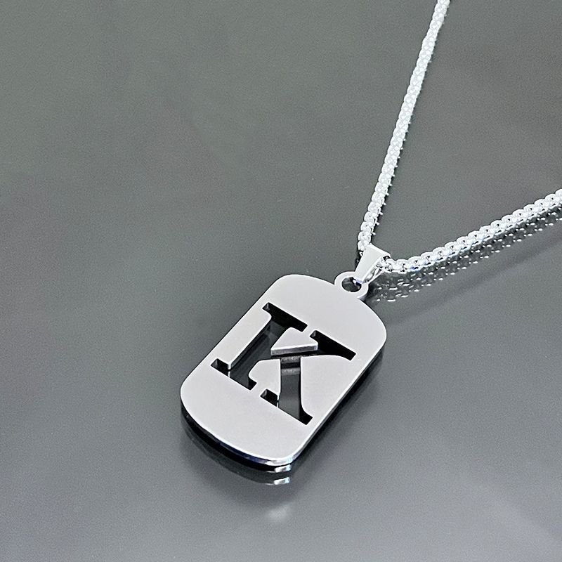Stainless Steel Letter Pendant Necklaces for Men