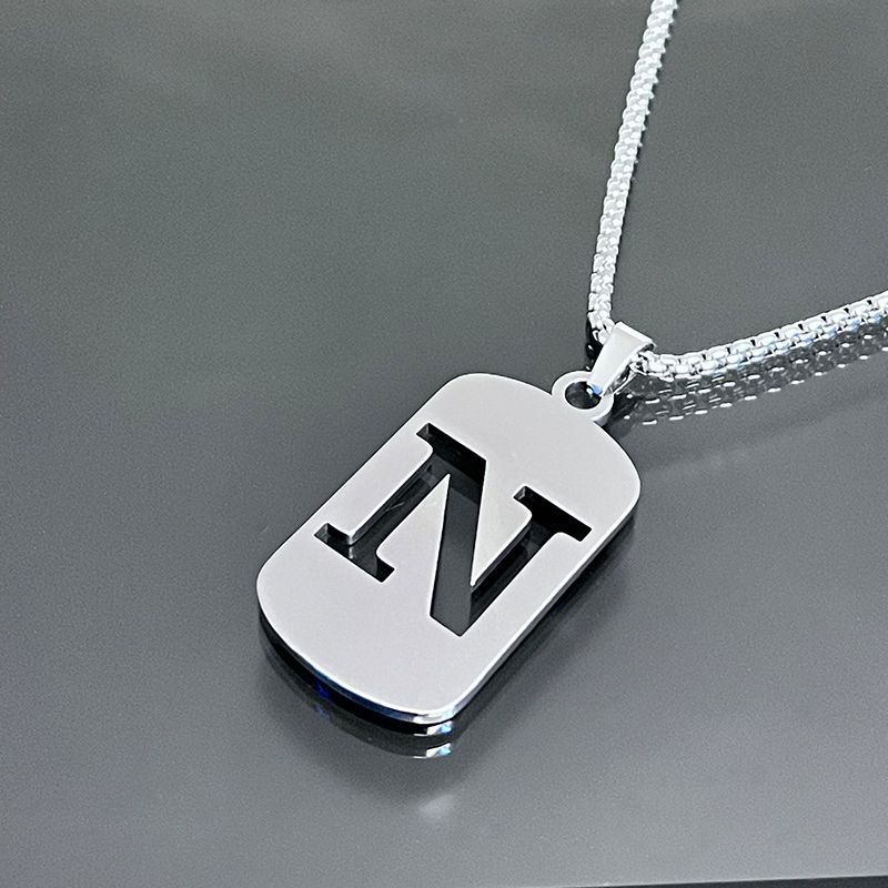 Stainless Steel Letter Pendant Necklaces for Men