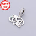 1pc 925 Sterling Silver Sloth Infinite Symbol Heart Shape