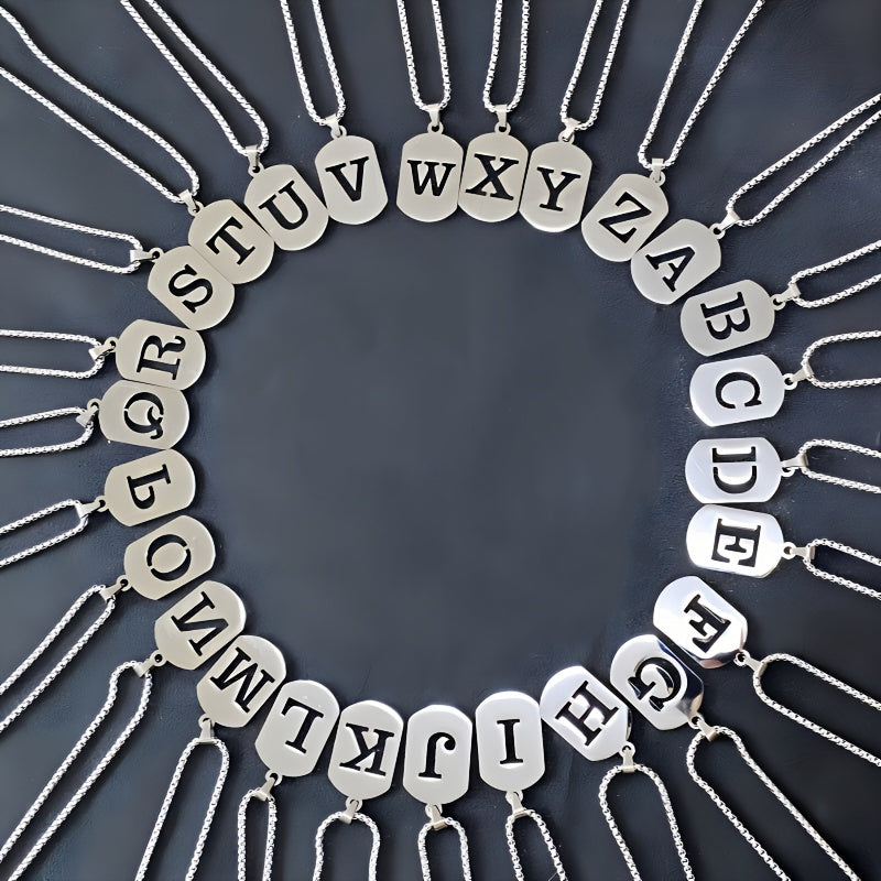 Stainless Steel Letter Pendant Necklaces for Men