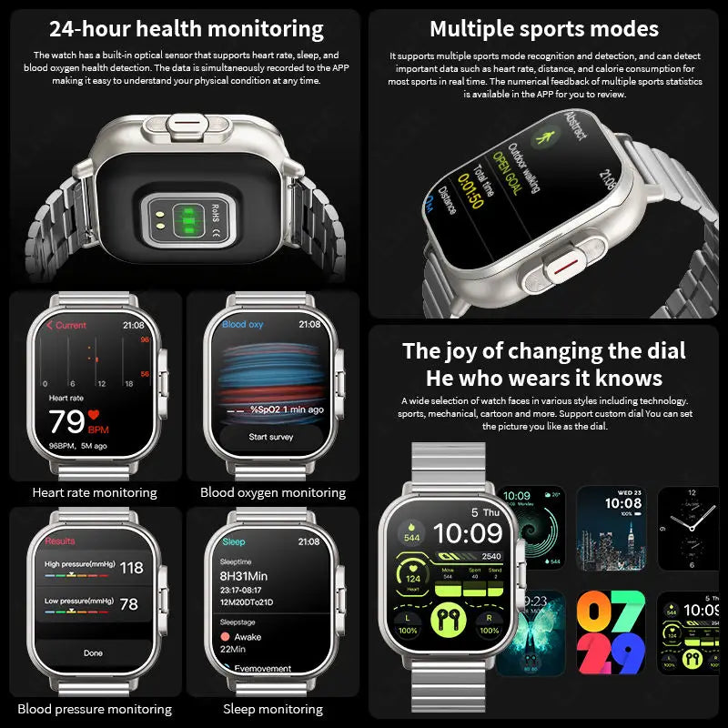 LIGE NFC Smart Watch with Earbuds