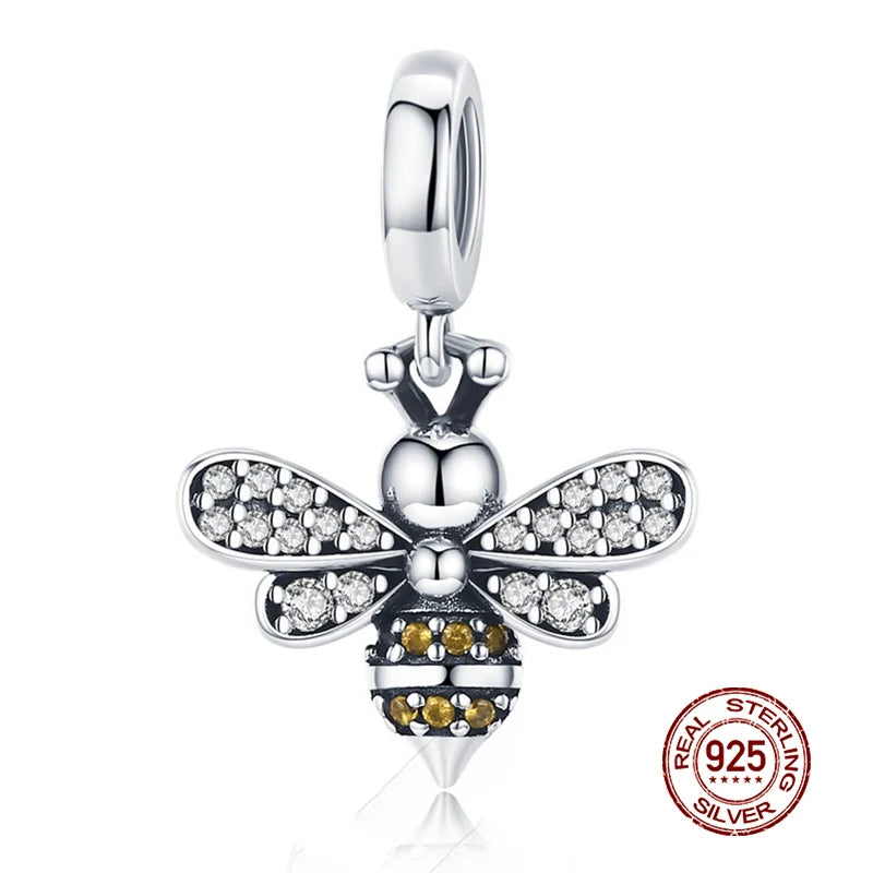 925 Sterling Silver Heart Beads Flower Retro Pattern Charms