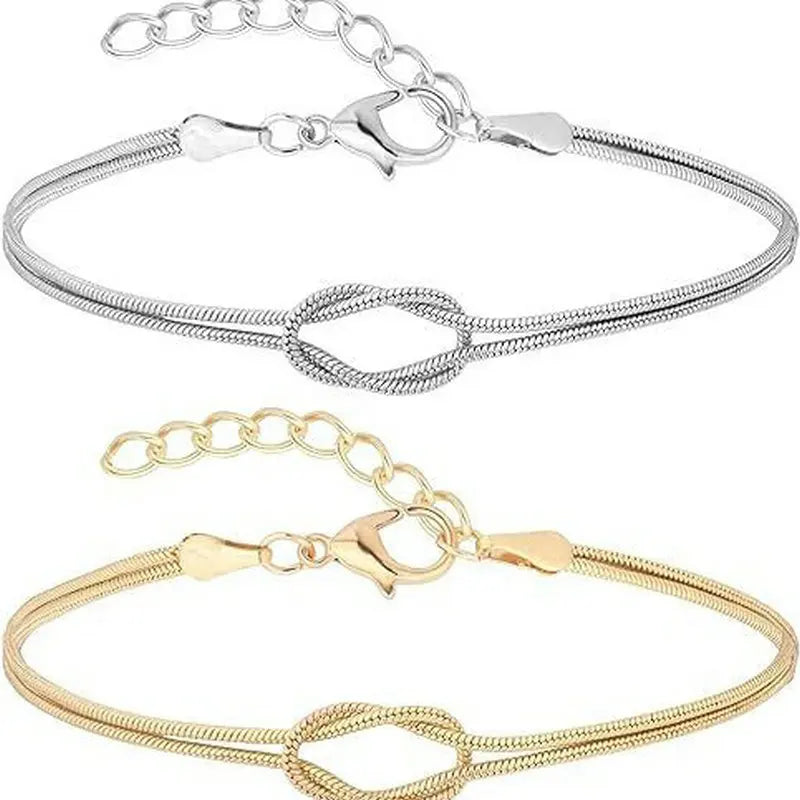 Couple Knot Bracelet with Charms Necklace