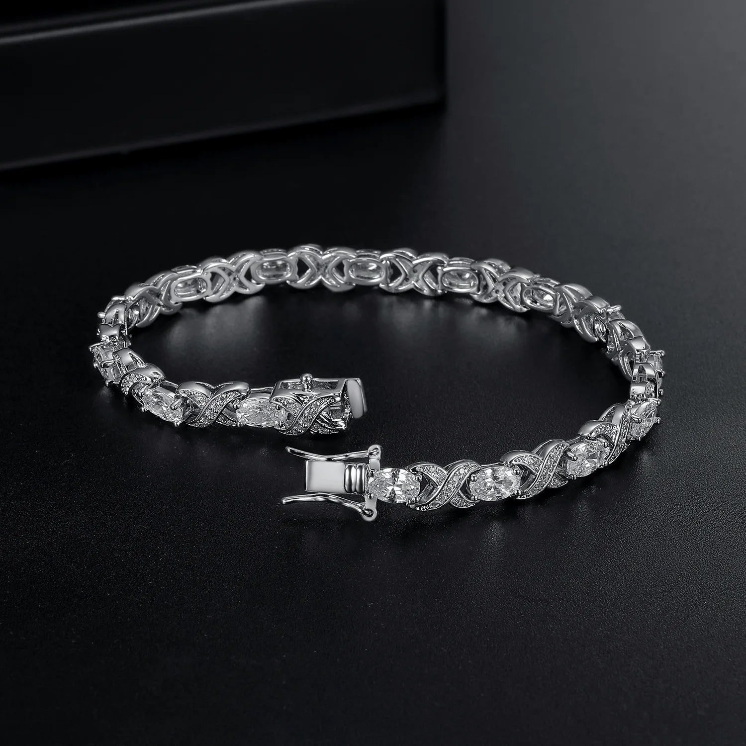 Cubic Zirconia XOXO Chain Bracelet