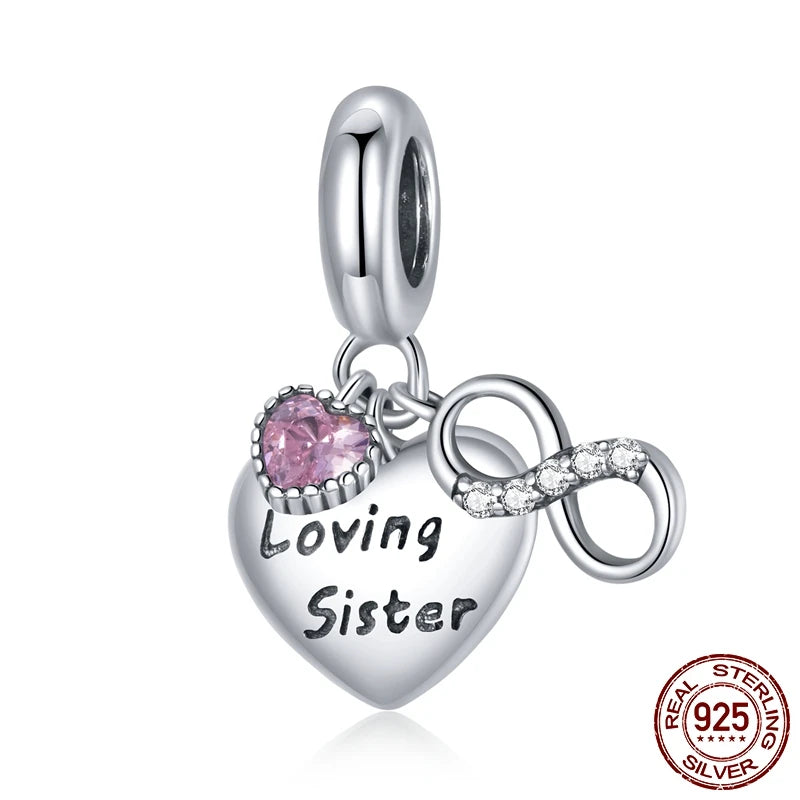 925 Sterling Silver Heart Beads Flower Retro Pattern Charms