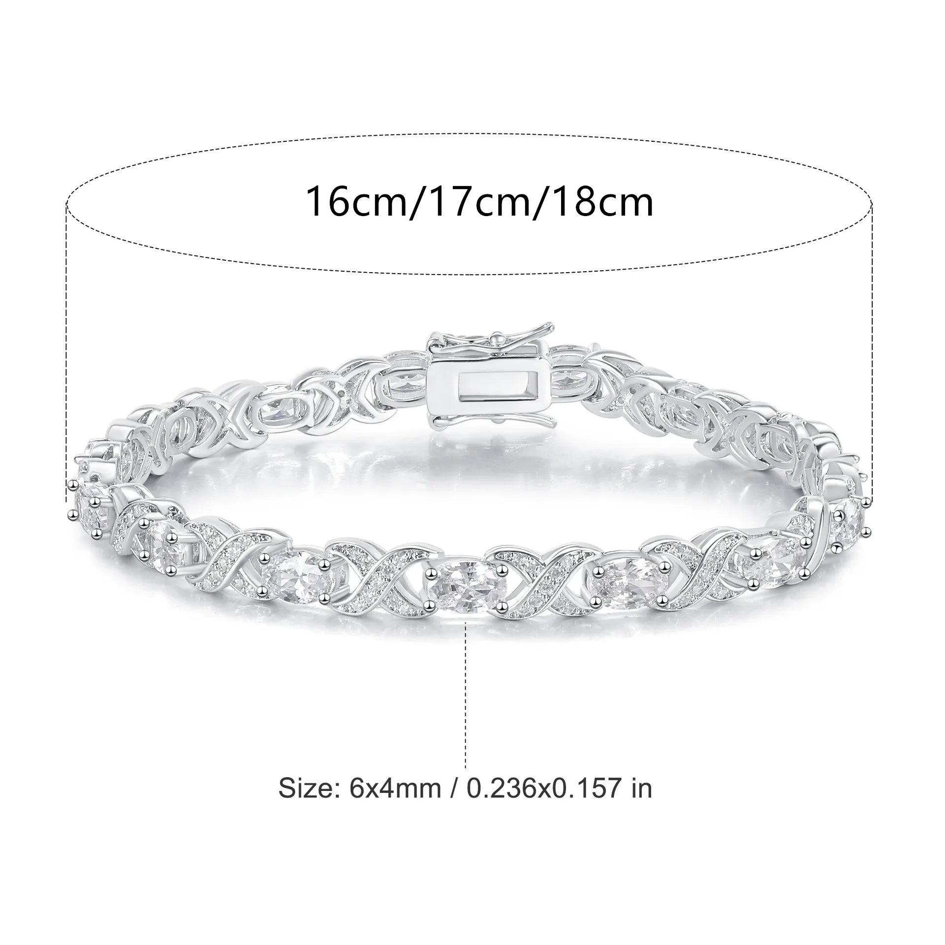 Cubic Zirconia XOXO Chain Bracelet