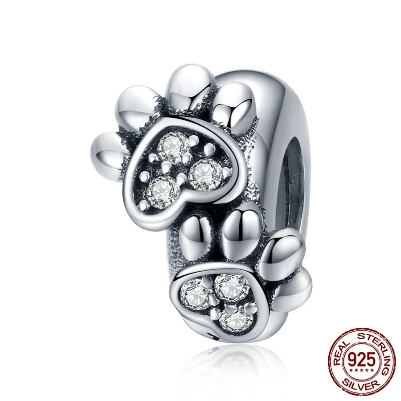 925 Sterling Silver Heart Beads Flower Retro Pattern Charms