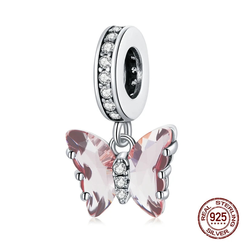 925 Sterling Silver Heart Beads Flower Retro Pattern Charms