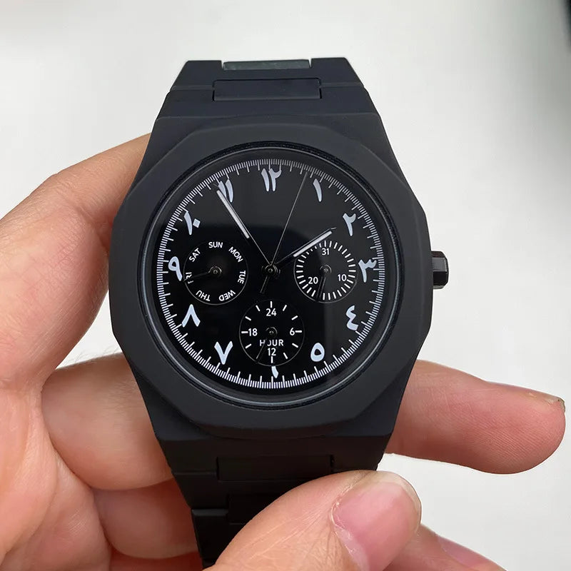 Luxury Quartz Watch for Men Black Matte