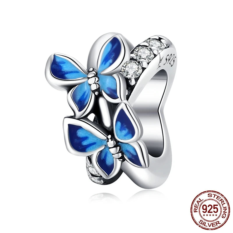 925 Sterling Silver Heart Beads Flower Retro Pattern Charms