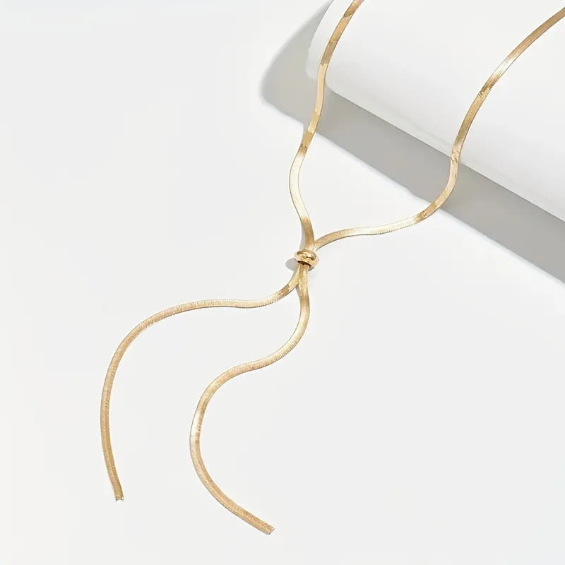 Y-shaped snake bone chain necklace