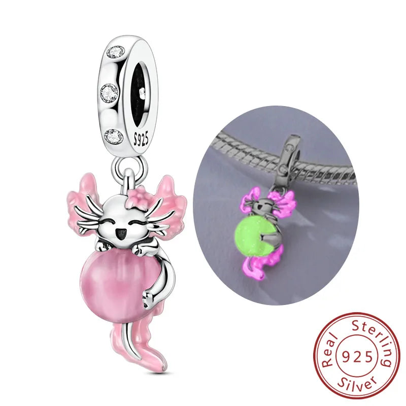925 Sterling Silver Charms Beads Pendant Firefly Elf Paw Planet Charm