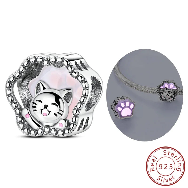 925 Sterling Silver Charms Beads Pendant Firefly Elf Paw Planet Charm