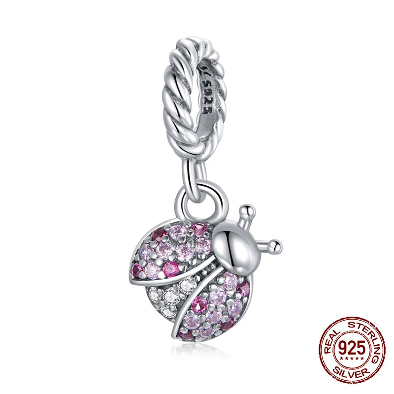 925 Sterling Silver Heart Beads Flower Retro Pattern Charms