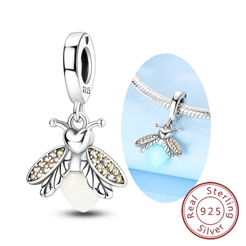 925 Sterling Silver Charms Beads Pendant Firefly Elf Paw Planet Charm