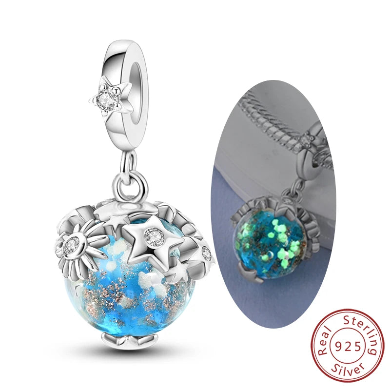 925 Sterling Silver Charms Beads Pendant Firefly Elf Paw Planet Charm