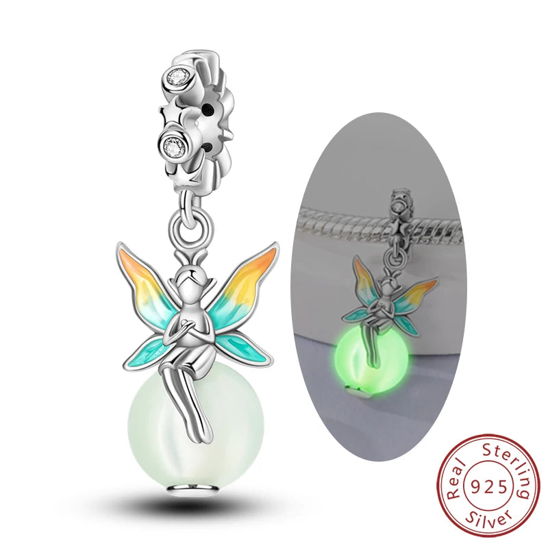 925 Sterling Silver Charms Beads Pendant Firefly Elf Paw Planet Charm