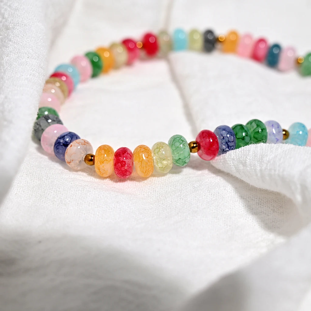 Colourful Glass Beads Heart Pendant Necklace for Women and Teens
