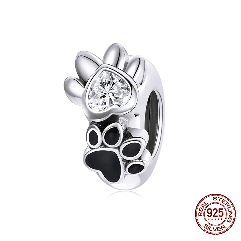 925 Sterling Silver Heart Beads Flower Retro Pattern Charms