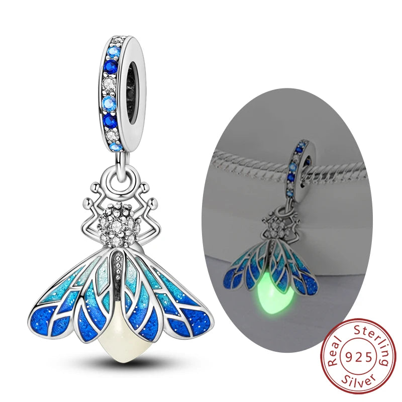 925 Sterling Silver Charms Beads Pendant Firefly Elf Paw Planet Charm