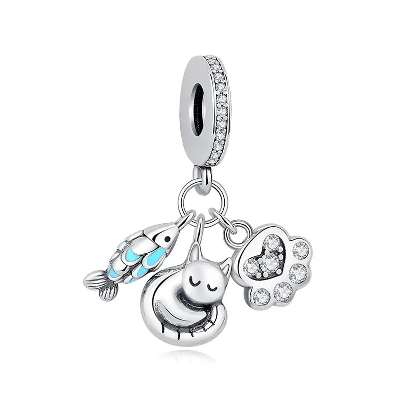 925 Sterling Silver Charms Love Pets