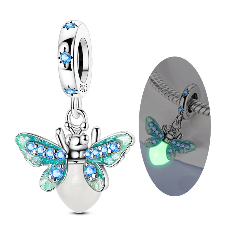 925 Sterling Silver Charms Beads Pendant Firefly Elf Paw Planet Charm