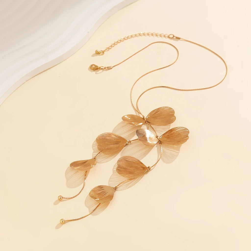Petal Charm Long Tassel Necklace