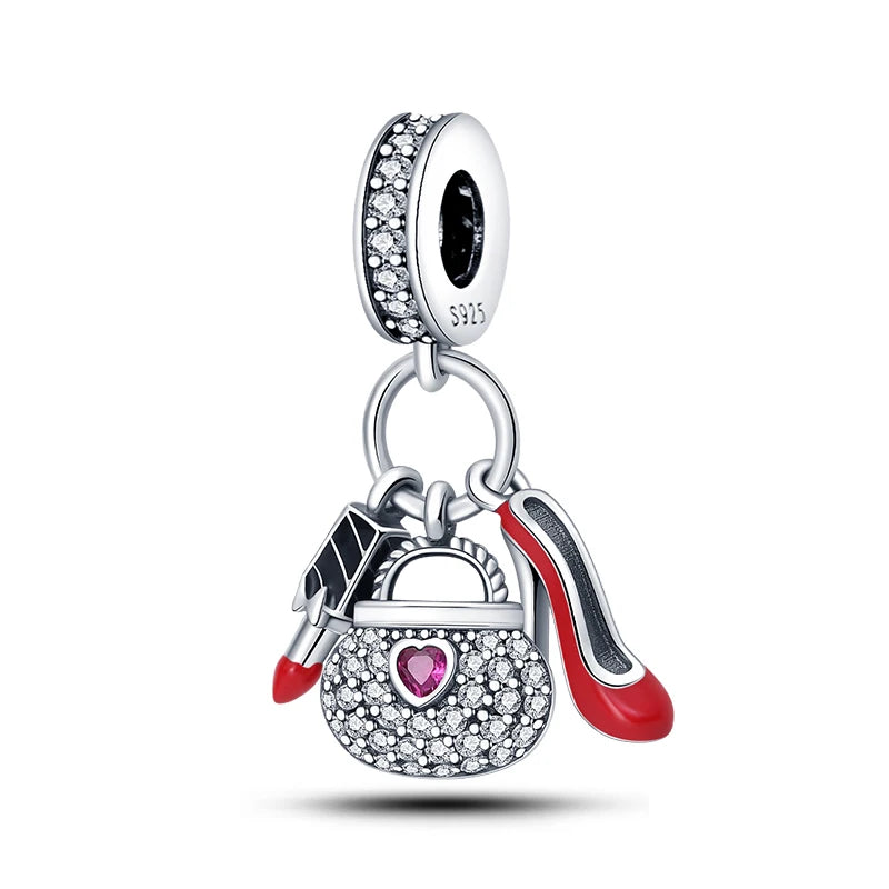 925 Silver Charms in Tones of Red