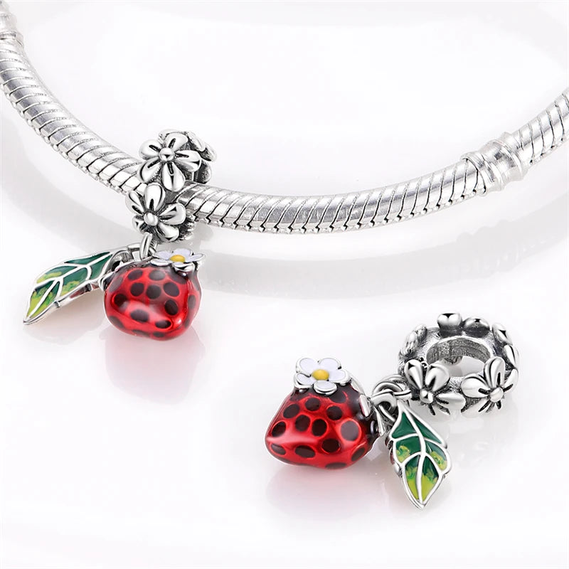 925 Silver Charms in Tones of Red